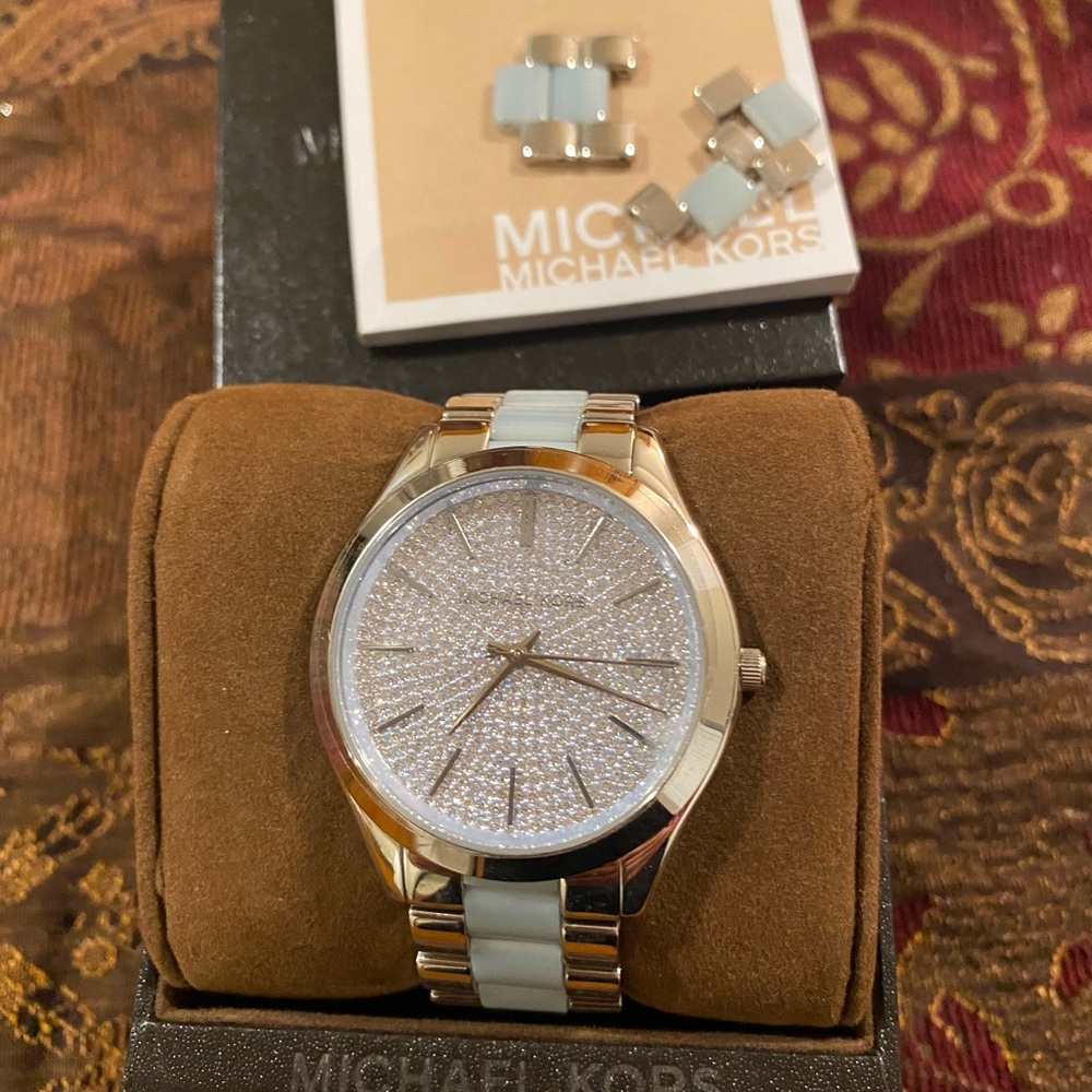 Michael Kors blue crystal watch. New